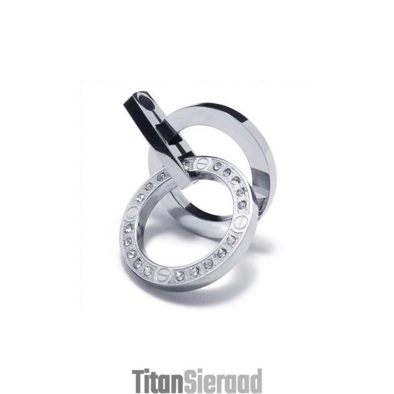 Heren Zilveren Hanger Ketting Met Ringen Van Puur Titanium (Nieuw) Heren Zilveren Hanger Ketting Met Ringen Van Puur Titanium (Nieuw)