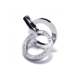 Heren Zilveren Hanger Ketting Met Ringen Van Puur Titanium (Nieuw)