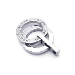 Heren Zilveren Hanger Ketting Met Ringen Van Puur Titanium (Nieuw)