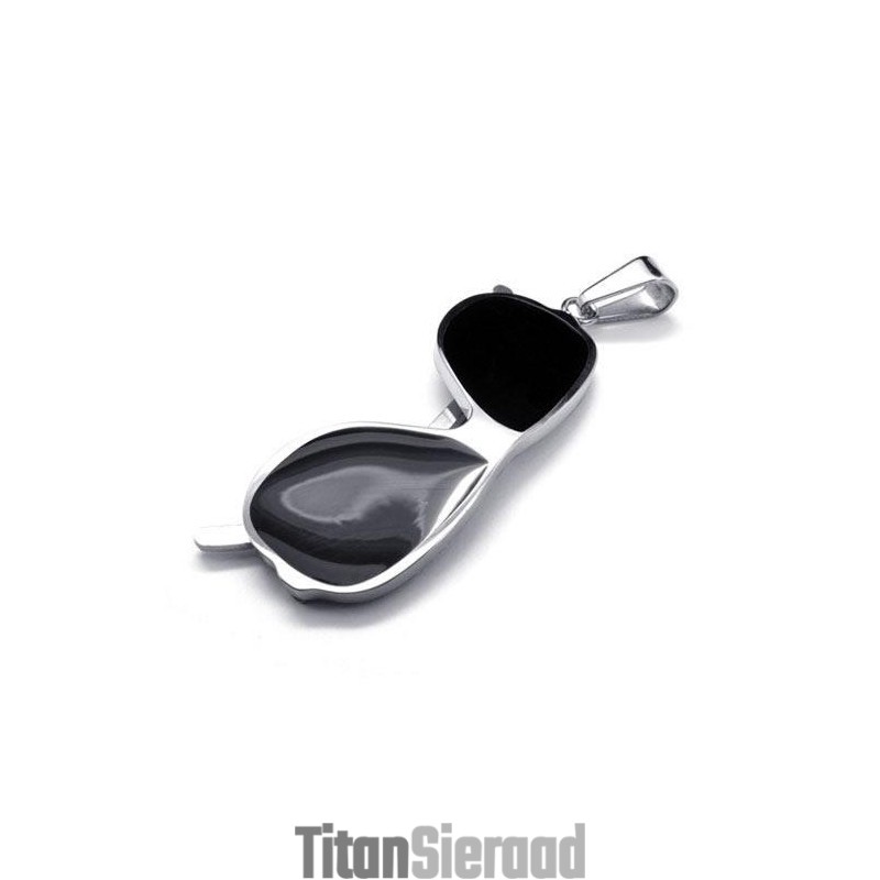 Zwarte Zonnebril Model Puur Titanium Ketting Hanger Zwarte Zonnebril Model Puur Titanium Ketting Hanger