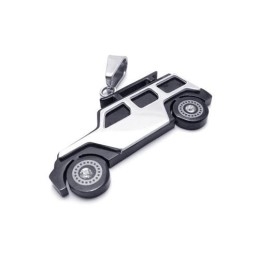 Heren Zwarte Zilveren Jeep Hanger Ketting Van Puur Titanium