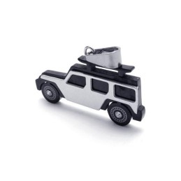Heren Zwarte Zilveren Jeep Hanger Ketting Van Puur Titanium