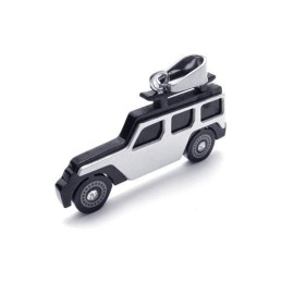 Heren Zwarte Zilveren Jeep Hanger Ketting Van Puur Titanium