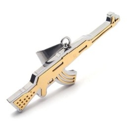 Heren Gouden Ak47 Geweer Hanger Ketting Van Puur Titanium