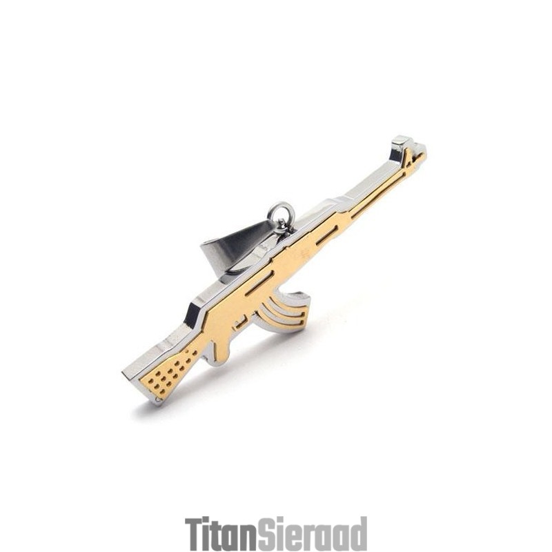 Heren Gouden Ak47 Geweer Hanger Ketting Van Puur Titanium Heren Gouden Ak47 Geweer Hanger Ketting Van Puur Titanium