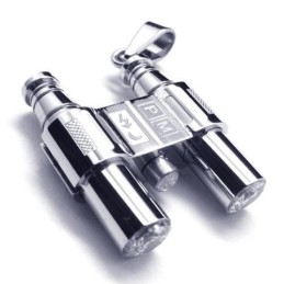 Zilveren Telescoop Hanger Ketting Voor Heren Van Zuiver Titanium