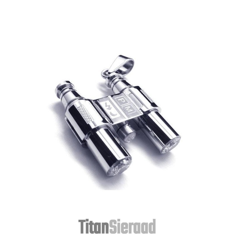 Zilveren Telescoop Hanger Ketting Voor Heren Van Zuiver Titanium Zilveren Telescoop Hanger Ketting Voor Heren Van Zuiver Titanium