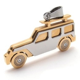 Heren Gouden Jeep Hanger Ketting Van Puur Titanium