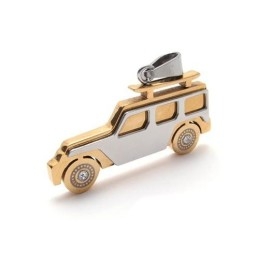 Heren Gouden Jeep Hanger Ketting Van Puur Titanium