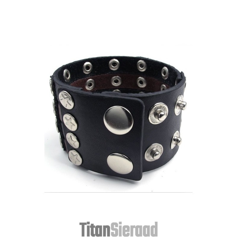 Fijn Bewerkte, Delicate Kleuren, Betrouwbare Kwaliteit Titanium Leren Armband