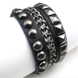 Fijn Bewerkte, Delicate Kleuren, Betrouwbare Kwaliteit Titanium Leren Armband
