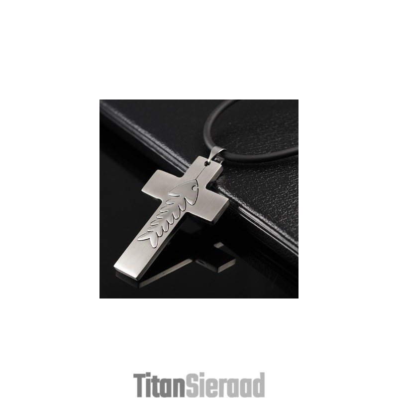 Mode Visgraat Titanium Kruis Ketting Hanger Mode Visgraat Titanium Kruis Ketting Hanger