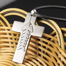 Mode Visgraat Titanium Kruis Ketting Hanger