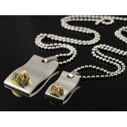 Titanium Kettingen Met Hangers En Gouden Kroon Voor Geliefden