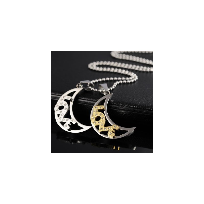 Love The Moon Sweetheart Lovers Titanium Kettingen Hangers