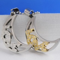 Love The Moon Sweetheart Lovers Titanium Kettingen Hangers