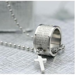 Mode Cadeau Ring En Kruis Titanium Ketting Hanger