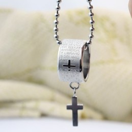 Mode Cadeau Ring En Kruis Titanium Ketting Hanger