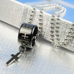 Mode Cadeau Ring En Kruis Zwarte Titanium Ketting Hanger