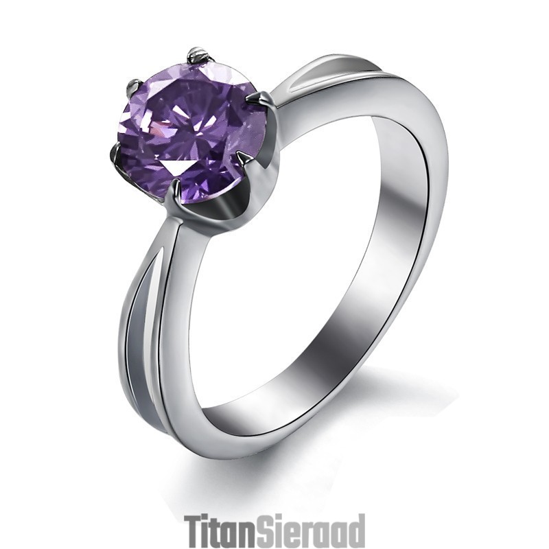 Goed Verkocht Over De Hele Wereld: Dames Titanium Ring Met Paarse Diamant Goed Verkocht Over De Hele Wereld: Dames Titanium Ring Met Paarse Diamant