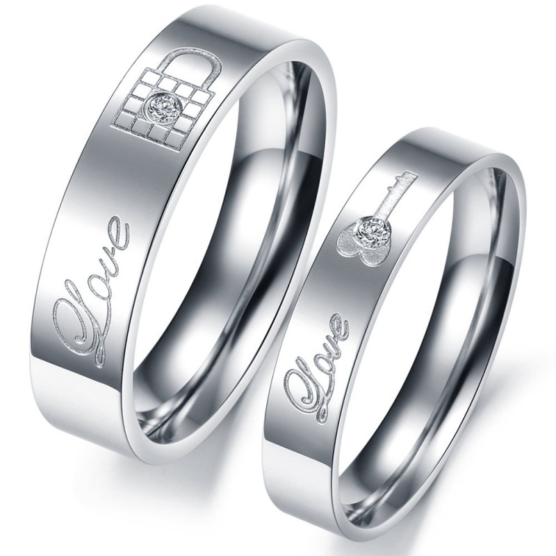 Hoogwaardige Titanium Ring Voor Geliefden Met Strass