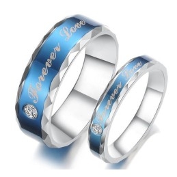 Duurzame Blauwe Titanium Ring Voor Geliefden