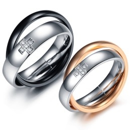Stabiele Kwaliteit Kruis Titanium Ring Voor Geliefden Met Diamant