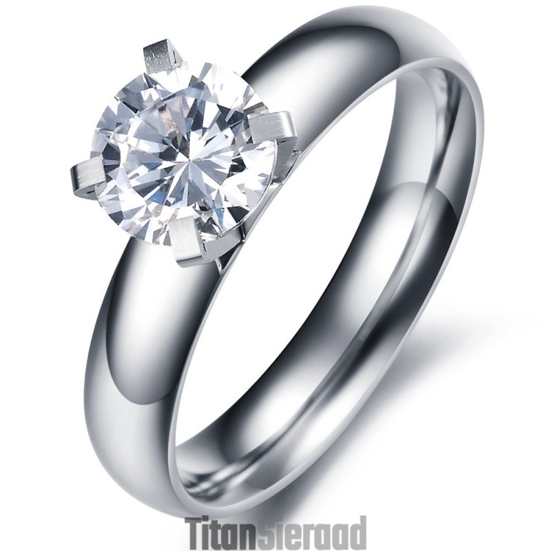 Duurzame Vrouwelijke Titanium Ring Met Strass Duurzame Vrouwelijke Titanium Ring Met Strass