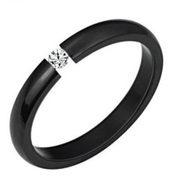 Hoogwaardige Zwart-Witte Titanium Ring Voor Geliefden Met Strass