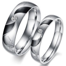 Hoogwaardige Zwarte Titanium Ring Voor Geliefden Met Diamant