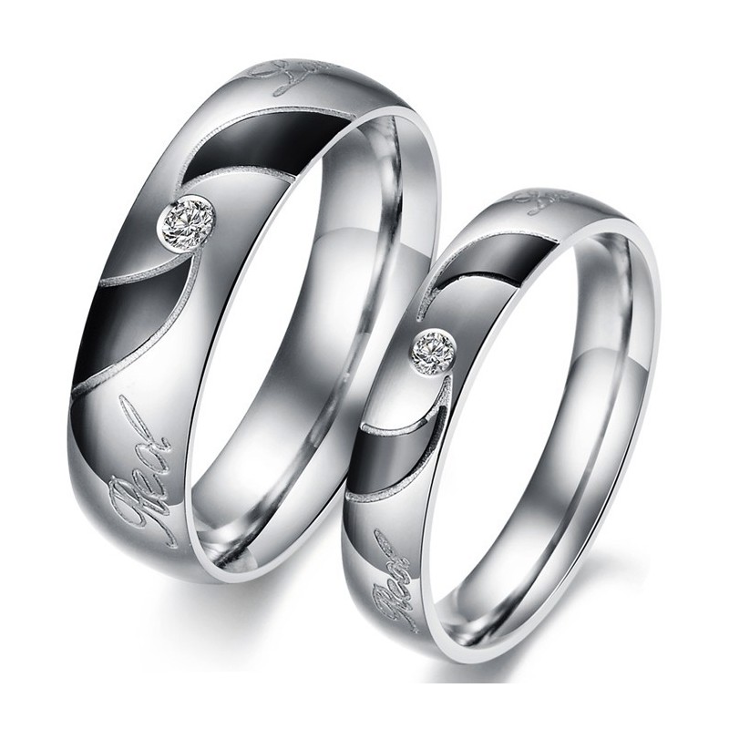 Hoogwaardige Zwarte Titanium Ring Voor Geliefden Met Diamant