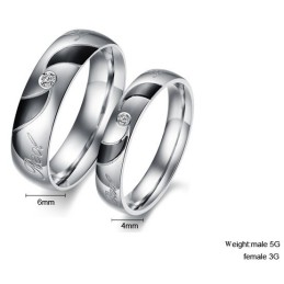 Hoogwaardige Zwarte Titanium Ring Voor Geliefden Met Diamant