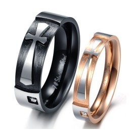 Stabiele Kwaliteit Kruis Titanium Ring Voor Geliefden