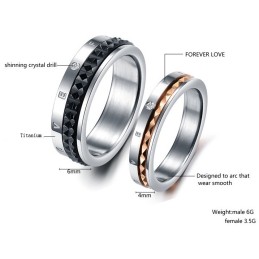 Uitstekende Kwaliteit Eindeloze Liefde Titanium Ring Voor Geliefden Met Strass
