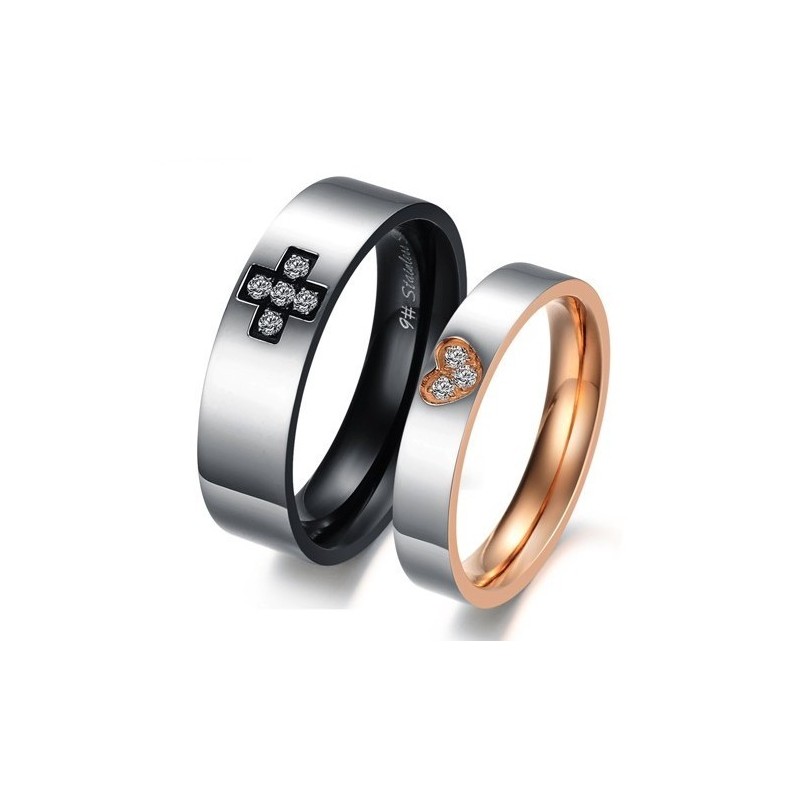 Titanium Ring Met Kruis Van Superieure Kwaliteit Voor Geliefden