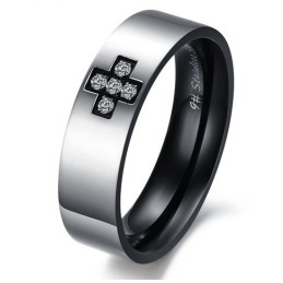 Titanium Ring Met Kruis Van Superieure Kwaliteit Voor Geliefden