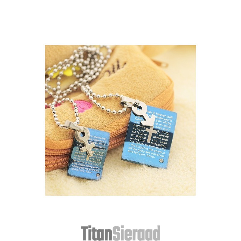 Mode Blauwe Bijbel Sweetheart Koppels Ketting Hanger Mode Blauwe Bijbel Sweetheart Koppels Ketting Hanger