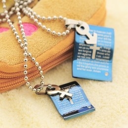 Mode Blauwe Bijbel Sweetheart Koppels Ketting Hanger