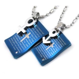 Mode Blauwe Bijbel Sweetheart Koppels Ketting Hanger