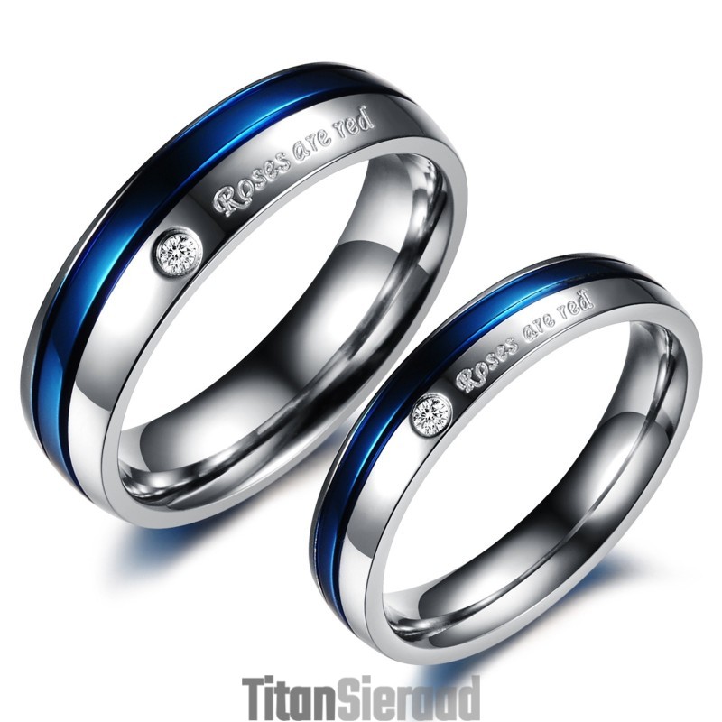 Betrouwbare Reputatie Witte En Blauwe Titanium Ring Voor Geliefden Met Diamant Betrouwbare Reputatie Witte En Blauwe Titanium Ring Voor Geliefden Met Diamant