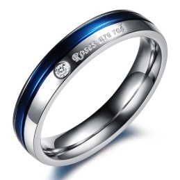 Betrouwbare Reputatie Witte En Blauwe Titanium Ring Voor Geliefden Met Diamant