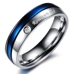 Betrouwbare Reputatie Witte En Blauwe Titanium Ring Voor Geliefden Met Diamant