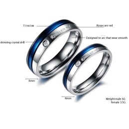 Betrouwbare Reputatie Witte En Blauwe Titanium Ring Voor Geliefden Met Diamant