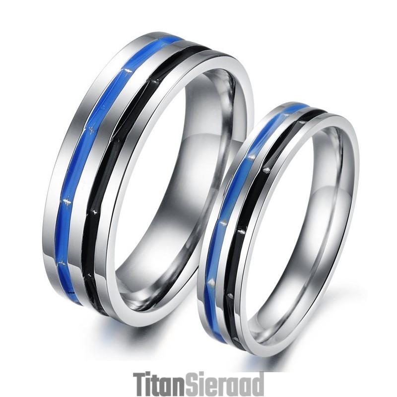 Eenvoudig Te Gebruiken Blauw-Zwarte Titanium Ring Voor Geliefden Eenvoudig Te Gebruiken Blauw-Zwarte Titanium Ring Voor Geliefden