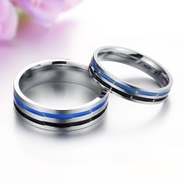 Eenvoudig Te Gebruiken Blauw-Zwarte Titanium Ring Voor Geliefden