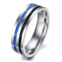 Eenvoudig Te Gebruiken Blauw-Zwarte Titanium Ring Voor Geliefden