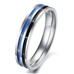 Eenvoudig Te Gebruiken Blauw-Zwarte Titanium Ring Voor Geliefden