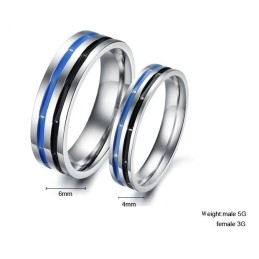Eenvoudig Te Gebruiken Blauw-Zwarte Titanium Ring Voor Geliefden