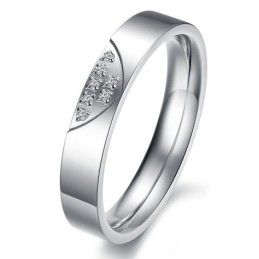 Hoogwaardige Titanium Ring Met Strass Steentjes Voor Geliefden