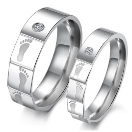 Hoogwaardige Gelaagde Titanium Ring Voor Geliefden Met Strass